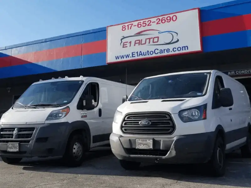 Fleet vans at the shop